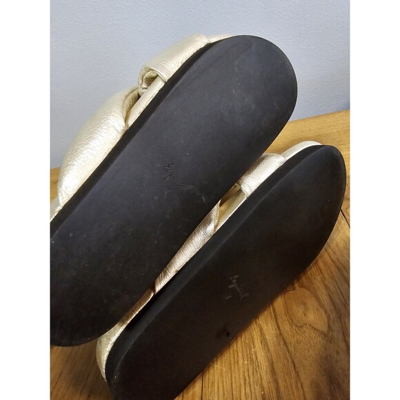 George Esquivel Champagne Colored Metallic Leather Slide Sandals - Picture 7 of 11